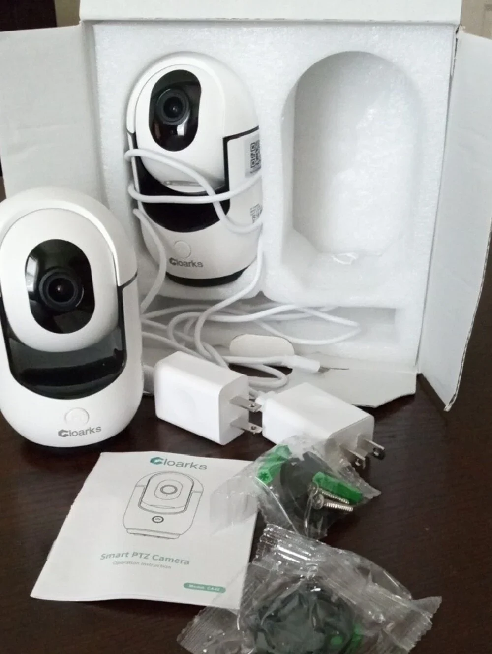 Cloarks 2K Pan/Tilt Security Cameras - White - Dual Two Pack